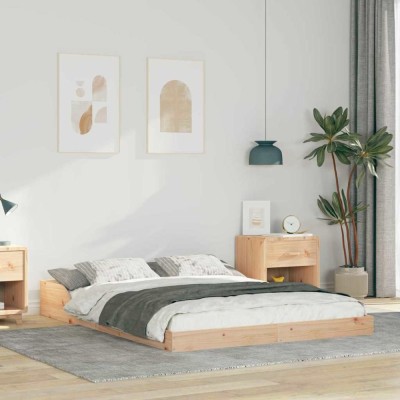 vidaXL Cadru de pat Maro 140 x 190 cm Lemn masiv de pin 873319 foto