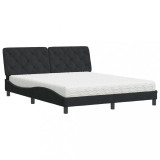 Cumpara ieftin Pat cu saltea, negru, 160x200 cm, catifea