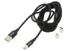 Cablu magnetic Savio USB 2.0 2m, 3A, Quick Charge, Tipuri Mufa: USB-A/C/Micro/Lightning, Invelis Textil