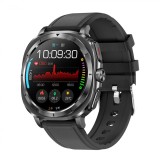 Cumpara ieftin Smartwatch iSEN ET492, Curea piele negru, 1.43 AMOLED HD, HRV, ECG, Monitorizare sanatate, Functii sport, Bluetooth Call, 380 mAh, Android 5.0 or iOS