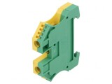 Conector Șine 10mm2 1 Pista 2 Borne Galben-Verde