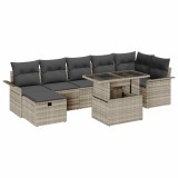 VidaXL Set de canapea de grădină cu 8 piese, perne gri deschis, din rattan și poliester.