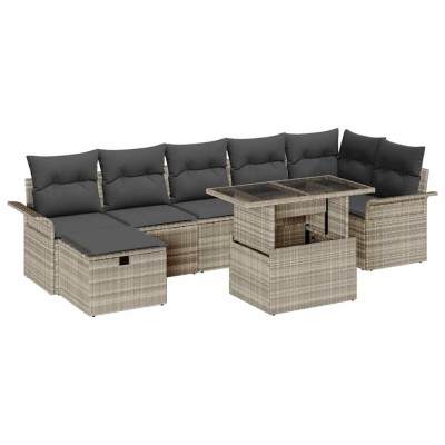 vidaXL Set de canapele pentru grădină 8 pcs Gri deschis Rattan poli 3361021 foto
