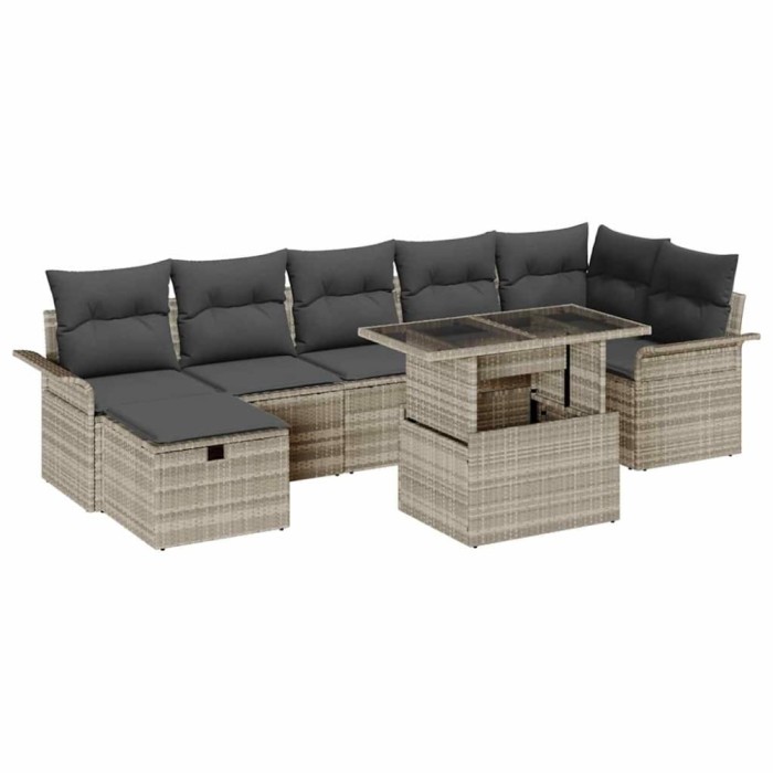 vidaXL Set de canapele pentru grădină 8 pcs Gri deschis Rattan poli 3361021