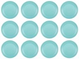 Set farfurii 12 piese, din plastic, culoare verde, diametru 23 cm
