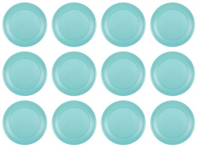 Set farfurii 12 piese pentru fructe, din plastic, verde, diametru 20 cm foto