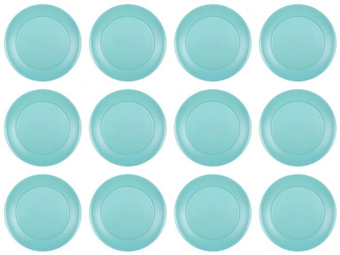 Set farfurii 12 piese pentru fructe, din plastic, verde, diametru 20 cm