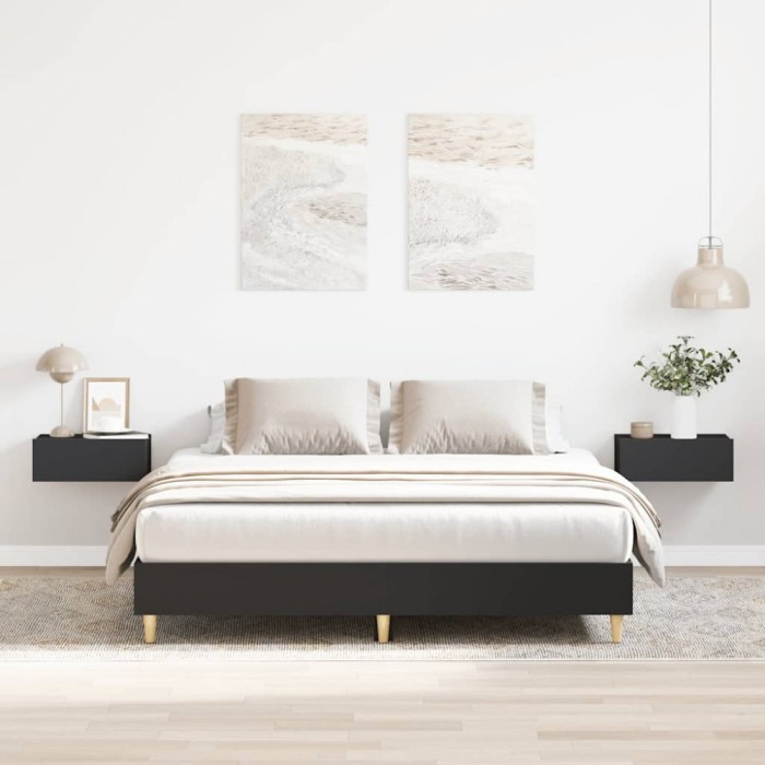 vidaXL Cadru de pat fără saltea, negru, 140x200 cm, lemn prelucrat