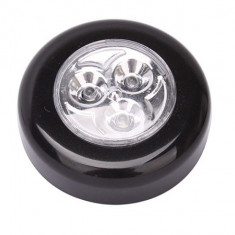 Lumină LED de Contact cu Baterie, 3 LED-uri, Autocolant, 7cm x 2cm, Lumină Rece, Negru