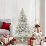 vidaXL Pom de Crăciun artificial pre-iluminat Argintiu 150 cm PET 3397197
