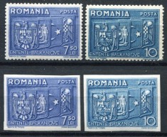 1938 , Lp 123 , Lp 123 a , Intelegerea Balcanica - serie dantelata + nedantelata - MNH