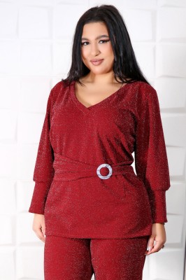 Bluza Eleganta Lurex Bordo - 60Marimea foto