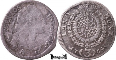 1764 A, 3 Kreuzer - Maximilian al III-lea Iosif - Electoratul Bavariei foto
