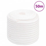 Franghie Barca Polipropilena 16mm x 50m, Alb Complet, Rezistenta UV &amp; Chimie, Gossi - Navigatie, Camping, Pescuit