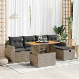 Cumpara ieftin Gossi set mobilier gradina cu perne 6 piese gri poliratan/lemn acacia