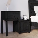 Noptiera Gossi Neagra, Lemn Masiv Pin, 79.5x38x65.5 cm, Sertar si Compartiment, Design Modern, Depozitare Revista, Carte, Obiecte Decorative