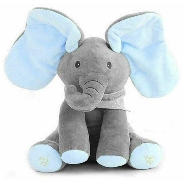 Elefant interactiv din plus care vorbeste, canta si flutura urechile