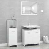 VidaXL Set mobilier de baie, 3 piese, alb, lemn prelucrat