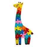 Puzzle Lemn Educativ, Girafă, 11x28cm, Multicolor, Numere 1-20, Oem