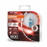 Set 2 becuri auto cu halogen pentru far Osram Night Breaker Unlimited H7 12V 55W +150% mai multa lumina, 64210NL-HCB, culoare 3750k, 1500lm Kft Auto, OSRAM&reg;