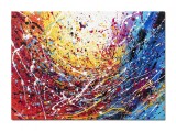 Cumpara ieftin Tablou abstract pictat manual, Calatorie in spatiu, 70x50cm ulei pe panza, reproducere Jackson Pollock