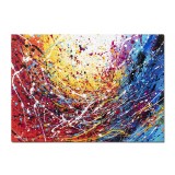 Tablou abstract pictat manual, Calatorie in spatiu, 70x50cm ulei pe panza, reproducere Jackson Pollock