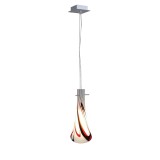 Lustra tip pendul Parmelia sticla cristal vopsita/otel inoxidabil, 1 bec, alb-rosu, diametru 20 cm