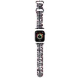 Curea pentru Apple Watch 1/2/3/4/5/6/7/8/9/10/SE/SE 2 (38/40/41/42mm) - Hello Kitty Strap Silicone Heads &amp; Stripes (HKAWMSDIESK) - Black
