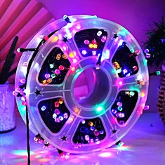 Instalatie Craciun Liniara cu becuri mari, NEVERMORE, Rola 50m, 8 jocuri de lumini, interior/exterior, Multicolor