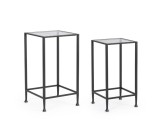 Cumpara ieftin Set 2 masute cafea otel negru sticla securizata Zelena 33x33x63.5h; 38x38x68.5h
