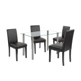 Set de masă Karin 4+1 alb-negru