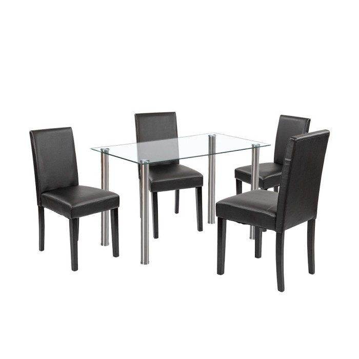 Set de masă Karin 4+1 alb-negru