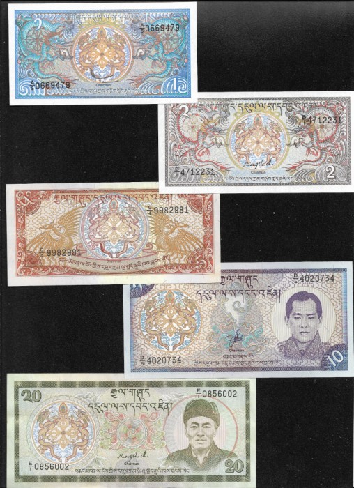 Set Bhutan 1 + 2 + 5 + 10 + 20 ngultrum