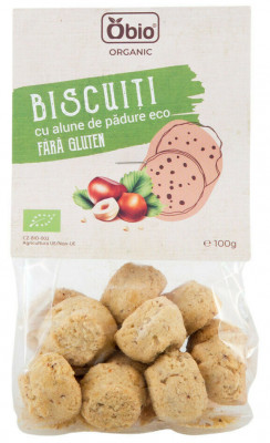 Biscuiti cu alune de padure fara gluten bio 100g Obio foto