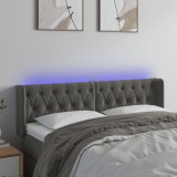 VidaXL Tăblie de pat cu LED, gri &icirc;nchis, 163x16x78/88 cm, catifea