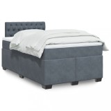 VidaXL Pat box spring cu saltea, gri &icirc;nchis, 120x200 cm, catifea 3286289