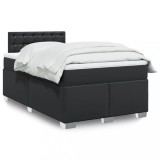 VidaXL Pat box spring cu saltea, negru, 120x190 cm, piele ecologică 3288412