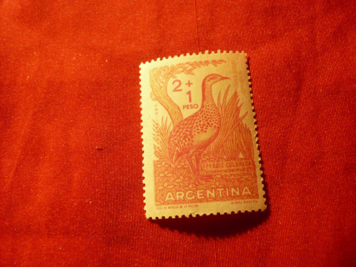 Timbru Argentina 1960 - Pasari , 2+1 peso