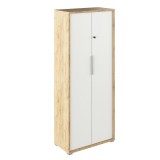 Cumpara ieftin Dulap cu incuietoare mdf natur stejar artizan alb Rioma 75x38x182.6 cm