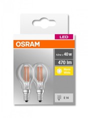 SET 2 becuri LED Osram, soclu E14, putere 4W, forma clasic, lumina alb calda, alimentare 220 - 240 V, &quot;000004058075803954&quot; (timbru verde 0.9 lei)