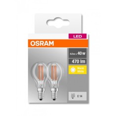 SET 2 becuri LED Osram, soclu E14, putere 4W, forma clasic, lumina alb calda, alimentare 220 - 240 V, "000004058075803954" (timbru verde 0.9 lei)