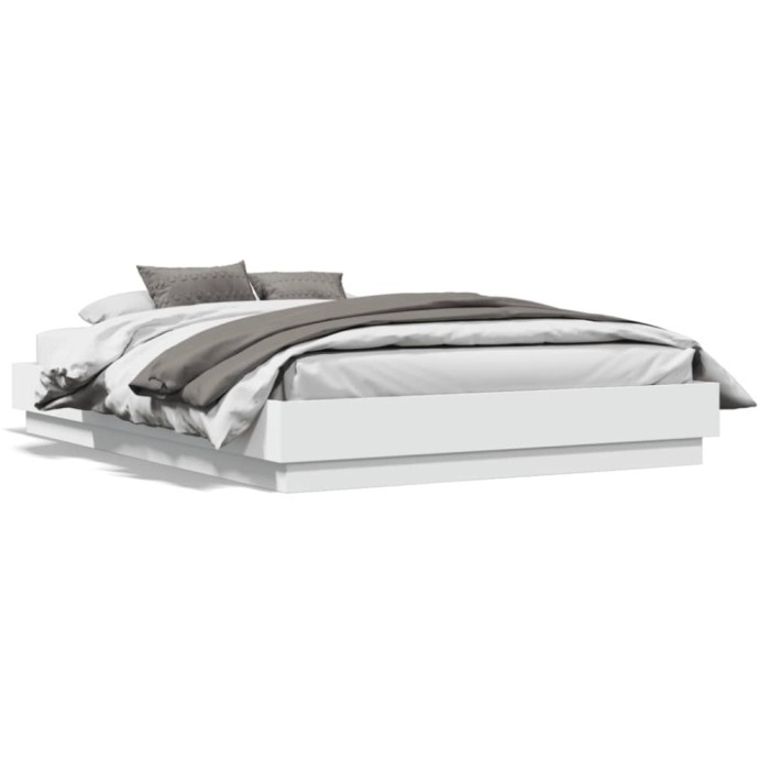 Cadru de pat, alb ,135x190 cm, lemn prelucrat