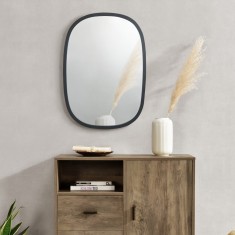 Oglinda de perete, en.casa, Copertino, 70 x 50 cm, mdf, negru mat, ovala HausGarden Leisure