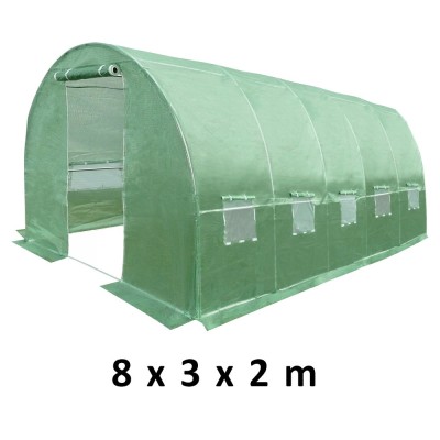 Sera solar tip tunel 8x3x2 m, cadru metalic, folie pe cu filtru uv4, 10 ferestre foto