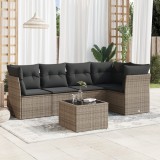 Cumpara ieftin Set mobilier grădină cu perne, 6 piese, gri, poliratan