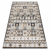 Covor SISAL COOPER Aztec, Etno, Zigzag 22218 ecru / negru, 160x220 cm