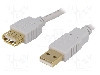 Cablu USB A mufa, USB A soclu, USB 2.0, lungime 1.8m, gri, BQ CABLE - CAB-USB2AAF/1.8G-G