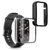 Set 2 huse kwmobile pentru Xiaomi Mi Band 7 Pro, Plastic, Negru/Transparent, 59604.01