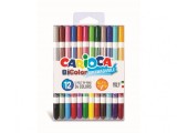 Cumpara ieftin Set 12 carioci lavabile cu varf subtire si capat dublu, CARIOCA BICOLOR