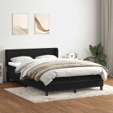 Cumpara ieftin Pat box spring cu saltea, negru, 140x210 cm, catifea